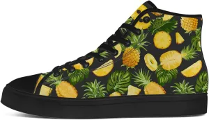 Pineapple Shoes Tropical High Top Canvas Sneakers Lace Up Casual Walking Shoes Gifts for Men Women