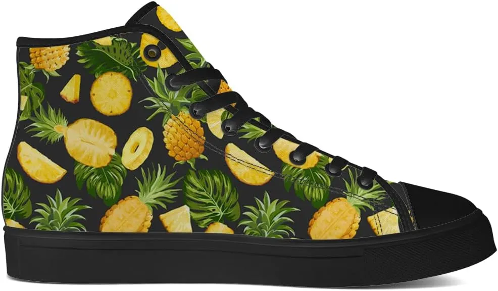 Pineapple Shoes Tropical High Top Canvas Sneakers Lace Up Casual Walking Shoes Gifts for Men Women