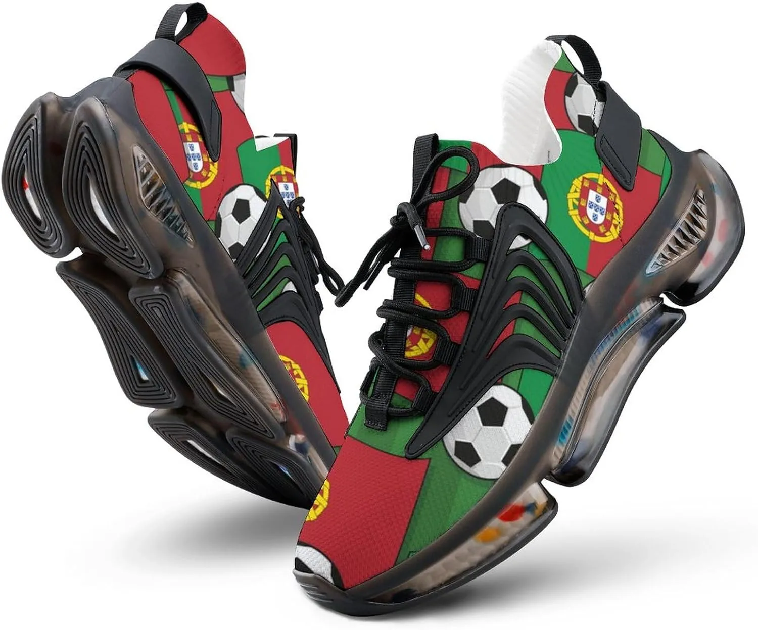 Portugal Football Soccer Pattern Sport Shoes for Men Women Non Slip Lightweight Breathable Walking Running Shoes