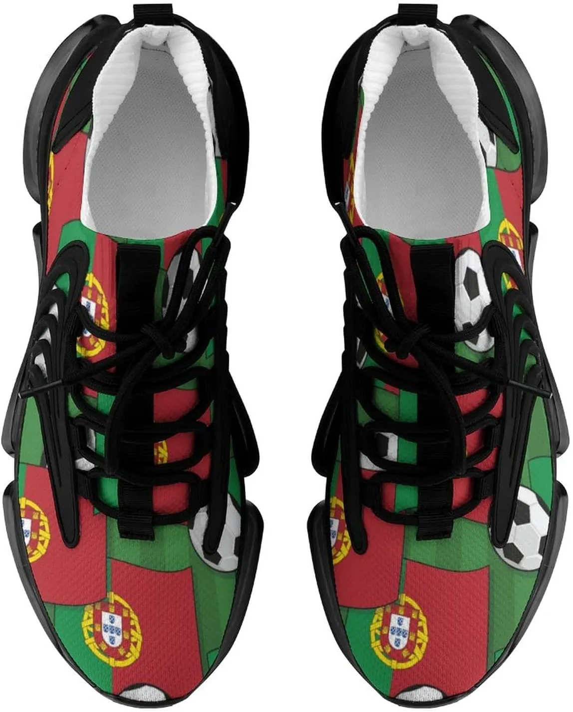 Portugal Football Soccer Pattern Sport Shoes for Men Women Non Slip Lightweight Breathable Walking Running Shoes