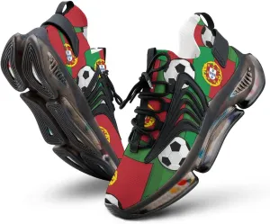 Portugal Football Soccer Pattern Sport Shoes for Men Women Non Slip Lightweight Breathable Walking Running Shoes