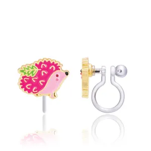 Prickly Pink Hedgehog | Clip On Earrings