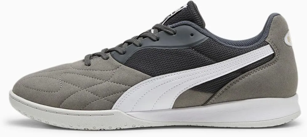 Puma King Top Men's Indoor Soccer Shoes - Indoor Performance Sneaker with Retro KING Branding, Super Soft Comfort (Shadow Gray/White/Glacial Gray, US Footwear Size System, Adult, Men, Numeric, Medium, 7.5)