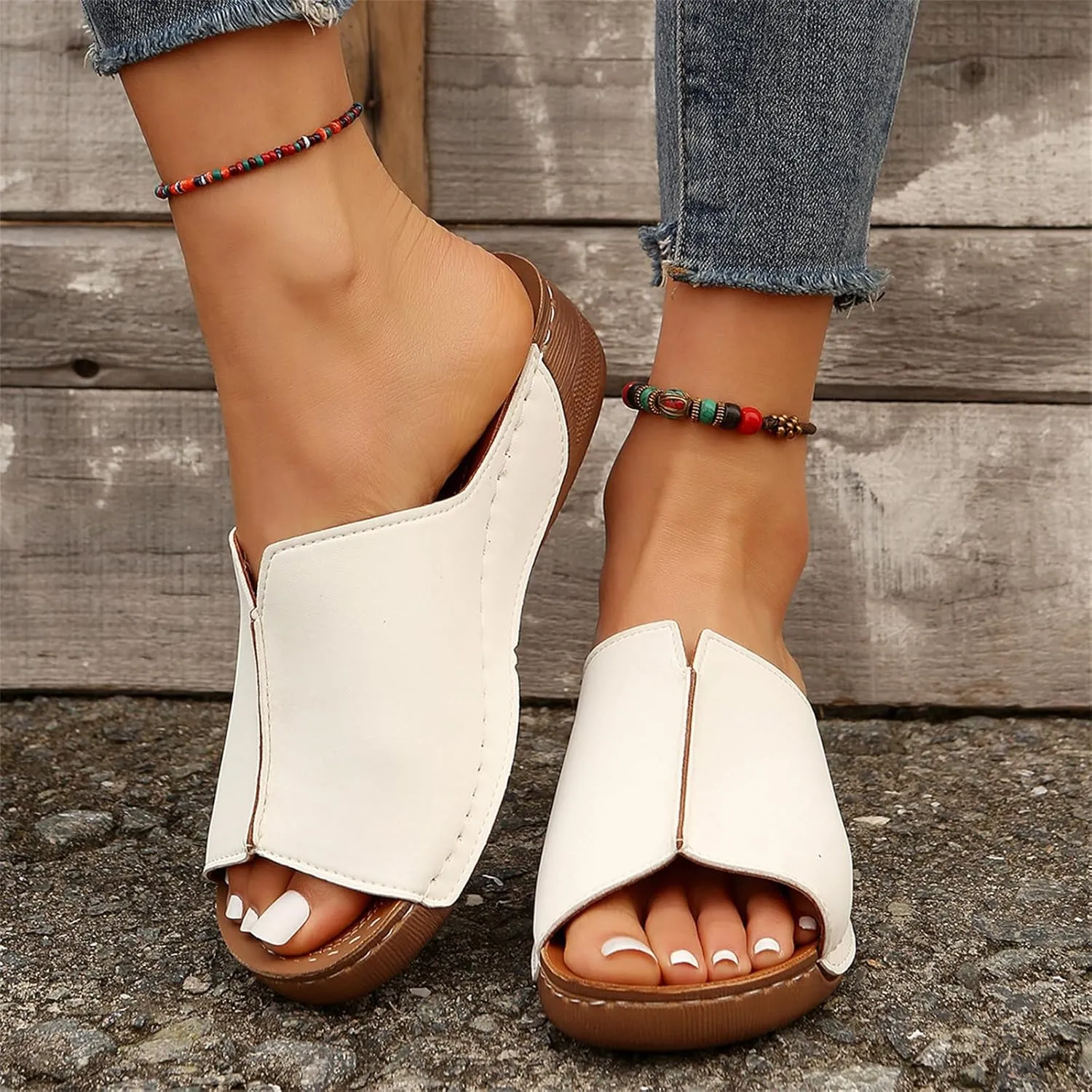 Sandals Women Comfortable Dressy Wedge Sandals Orthopedic Slippers Slip On Casual Summer Walking Beach Orthotic Flip Flops