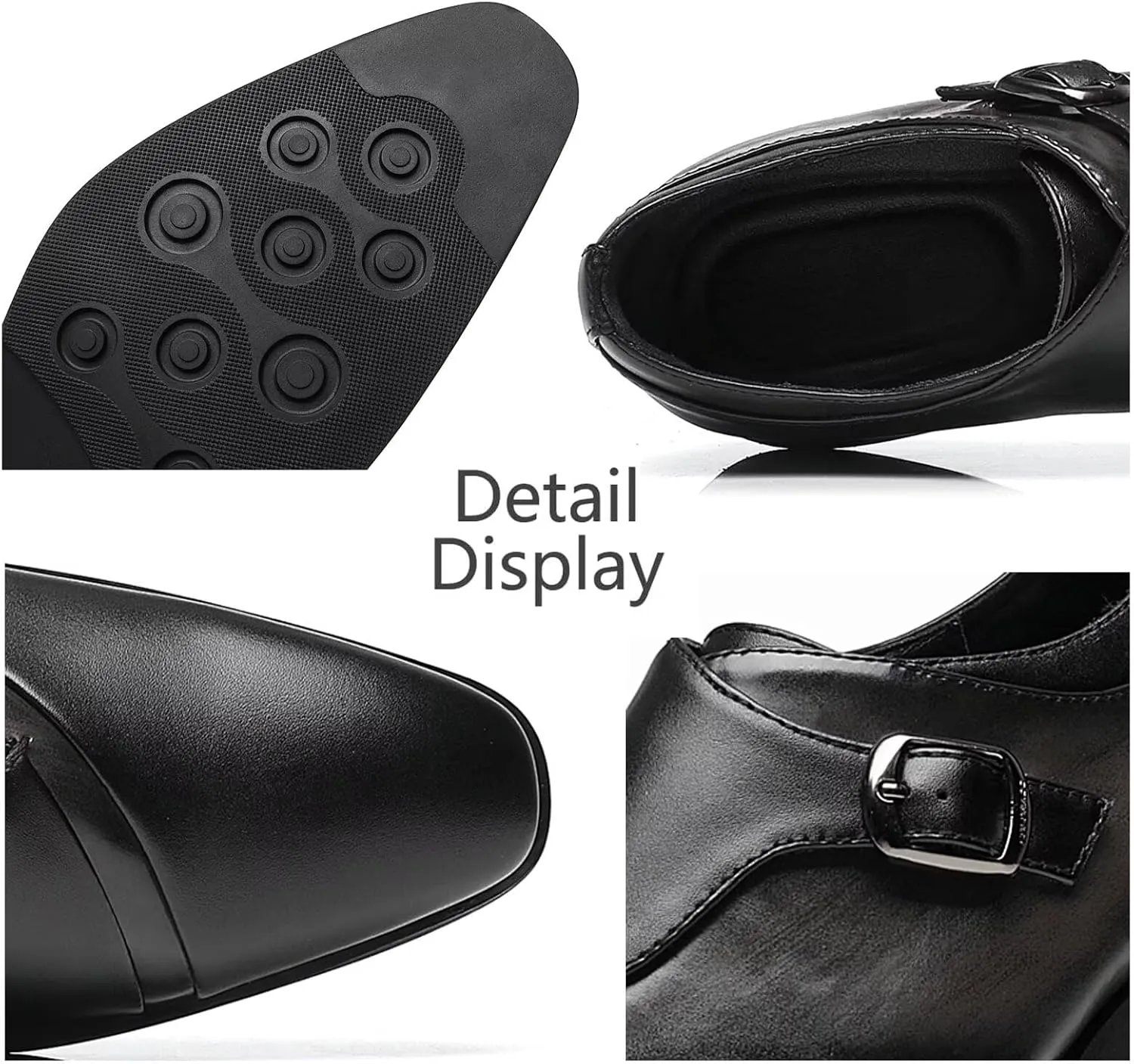 SANNAX Monk Strap Men??s Dress Loafer Shoes Plain Toe Classic Oxfords Shoes for Formal Business Wedding