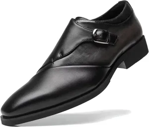 SANNAX Monk Strap Men??s Dress Loafer Shoes Plain Toe Classic Oxfords Shoes for Formal Business Wedding