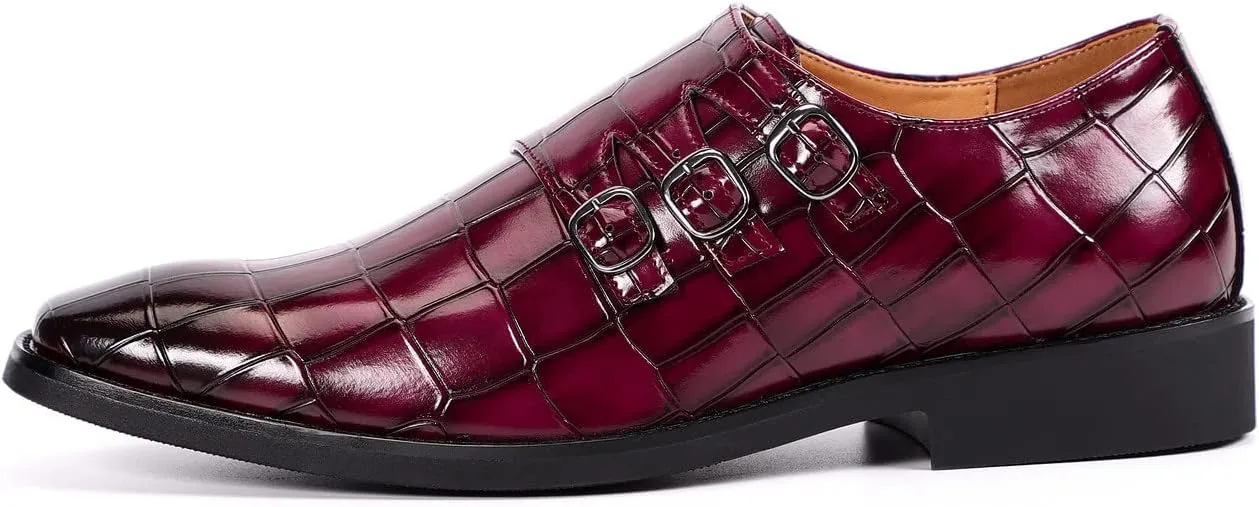 Santimon Men's Dress Loafer Shoes Monk Strap Slip On Formal Business Buckle Oxfords