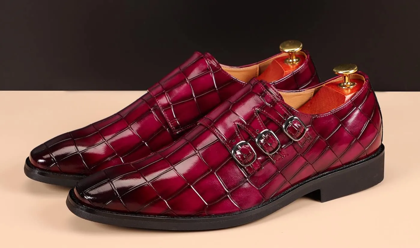 Santimon Men's Dress Loafer Shoes Monk Strap Slip On Formal Business Buckle Oxfords