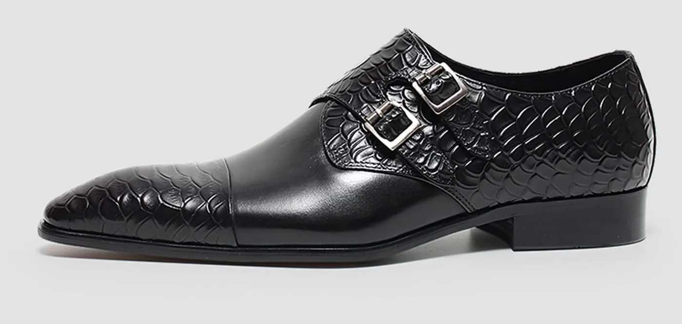 Santimon Men??s Leather Dress Shoes ?C Monk Strap Loafres with Double Buckle, Cushioned Insole & Slip-Resistant Sole for Business Casual, Wedding & Formal Wear