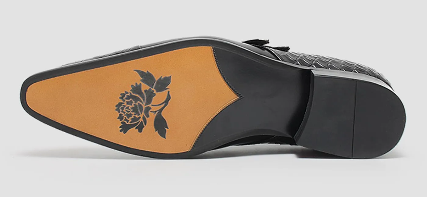 Santimon Men??s Leather Dress Shoes ?C Monk Strap Loafres with Double Buckle, Cushioned Insole & Slip-Resistant Sole for Business Casual, Wedding & Formal Wear