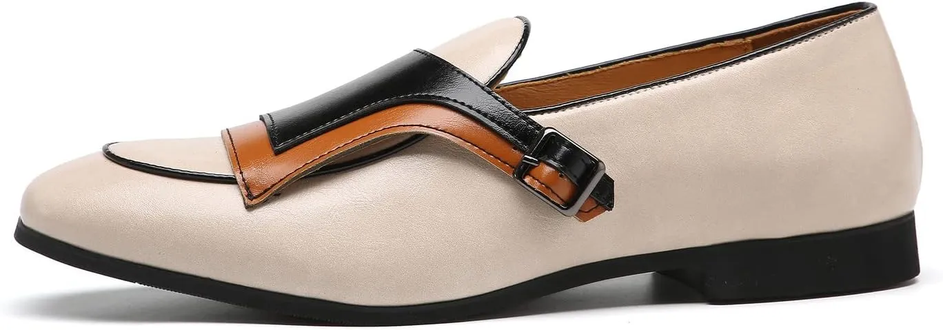 Santimon Mens Monk-Strap Loafers Casual Formal Business Shoes Moccasins Smoking Slipper