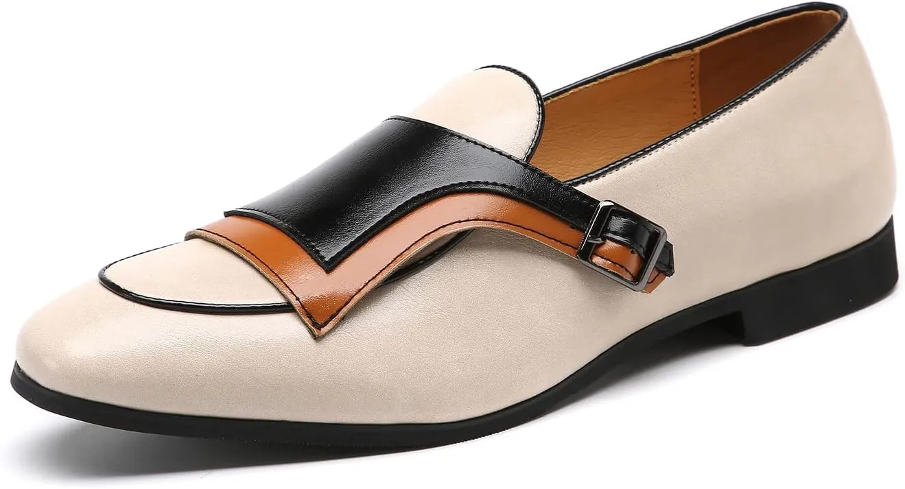 Santimon Mens Monk-Strap Loafers Casual Formal Business Shoes Moccasins Smoking Slipper