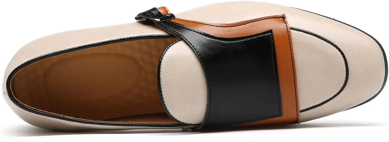 Santimon Mens Monk-Strap Loafers Casual Formal Business Shoes Moccasins Smoking Slipper