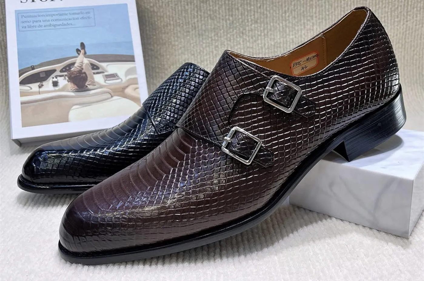 Santimon Men's Monk-Strap Loafers Formal Dress Shoes - Casual Mocasines Loafers for Business, Weddings & Special Occasions