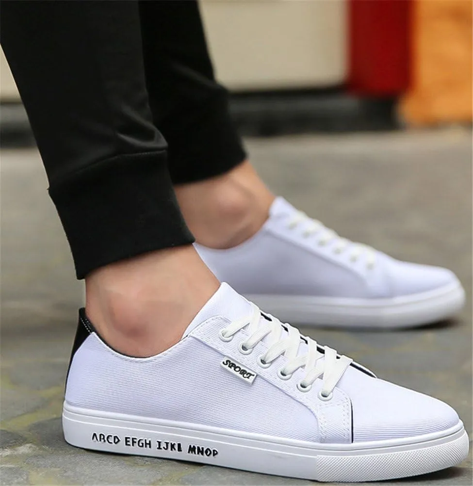 SATUKI Canvas Shoes for Men,Casual Lace Up Soft Athletic Lightweight Flat Sports Fashion Sneakers