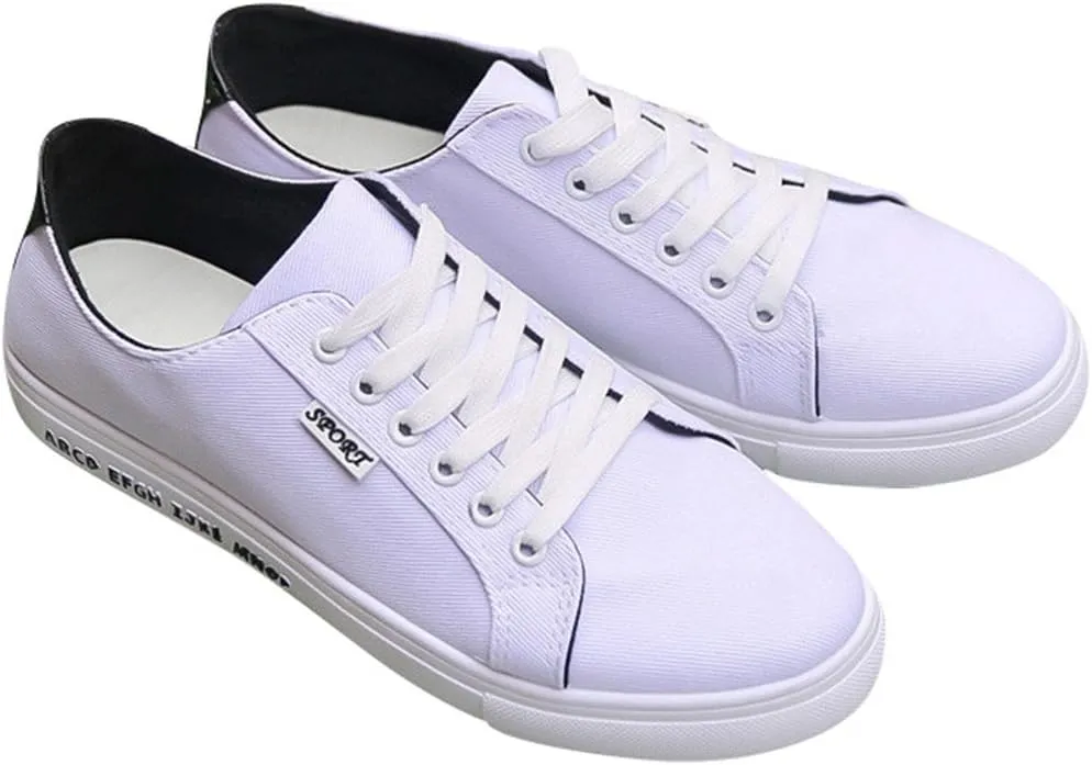 SATUKI Canvas Shoes for Men,Casual Lace Up Soft Athletic Lightweight Flat Sports Fashion Sneakers