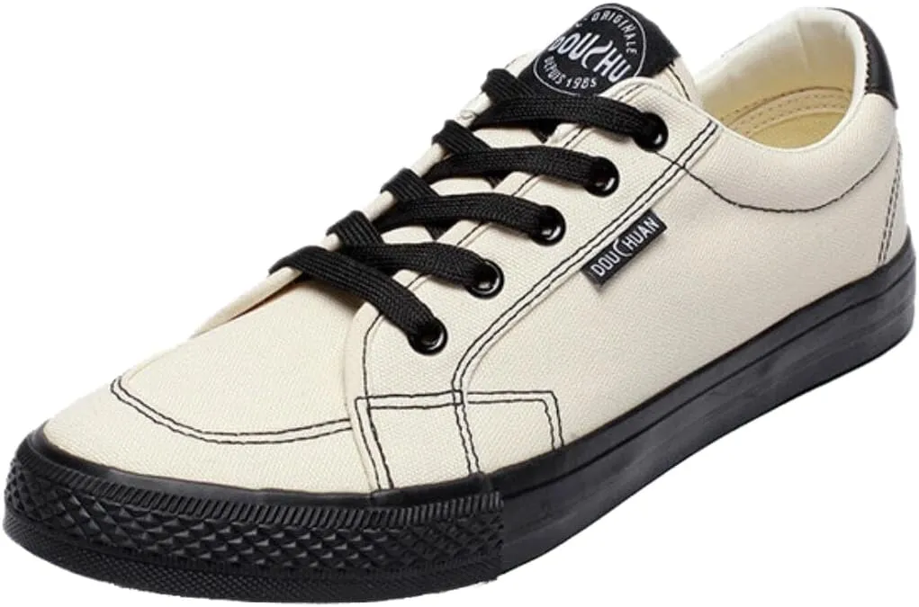 SATUKI Canvas Shoes for Men,Skate Shoes,Casual Lace Up Athletic Lightweight Soft Fashion Sneakers