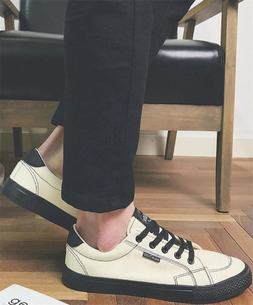 SATUKI Canvas Shoes for Men,Skate Shoes,Casual Lace Up Athletic Lightweight Soft Fashion Sneakers