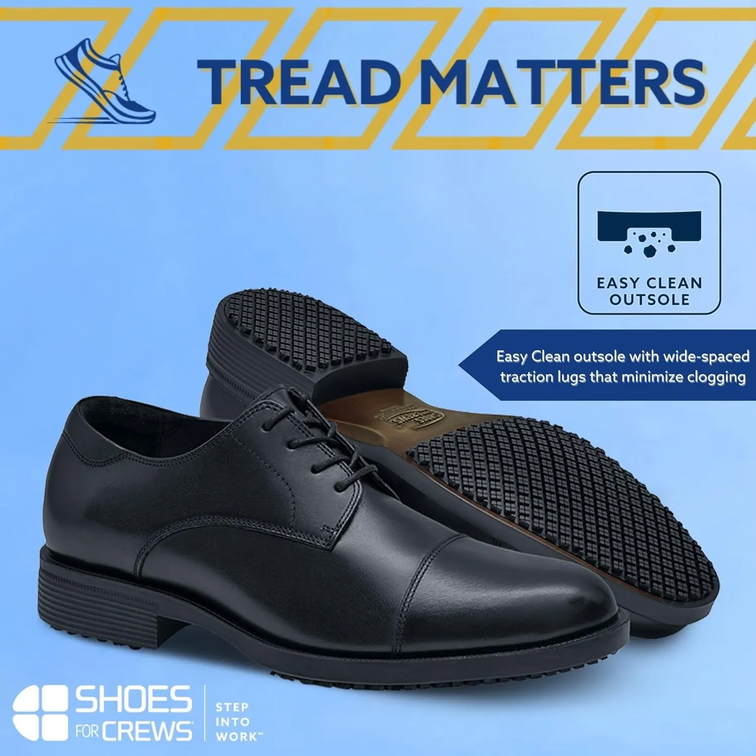 Shoes for Crews Dress Shoes for Men, Men??s Oxfords, Zapatos De Vestir para Hombre, Slip Resistant, Safety, Brown or Black
