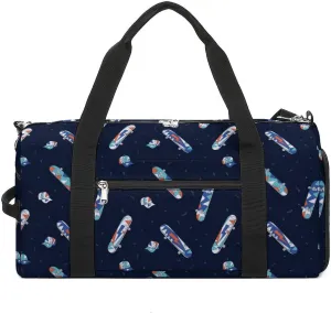 Skate Symbols Sports Tote Gym Bag for Women Men, Overnight Bag with Shoe Compartment Water Resistant