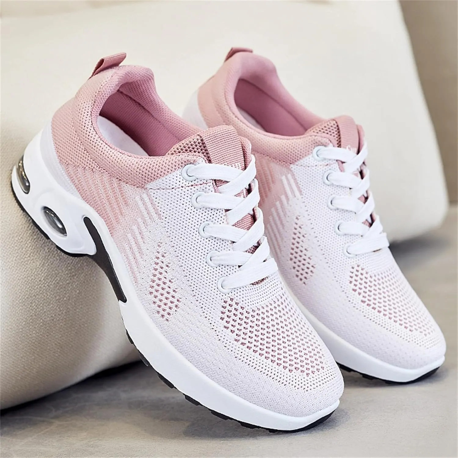 Sneakers for Women Walking Shoes Arch Support Air Cushion Running Shoes Lightweight Tennis Walking Comfort Bowling Shoe Universal Slide Soles Tennis Shoe Mesh Breathable Gym Work Fashion Sneakers