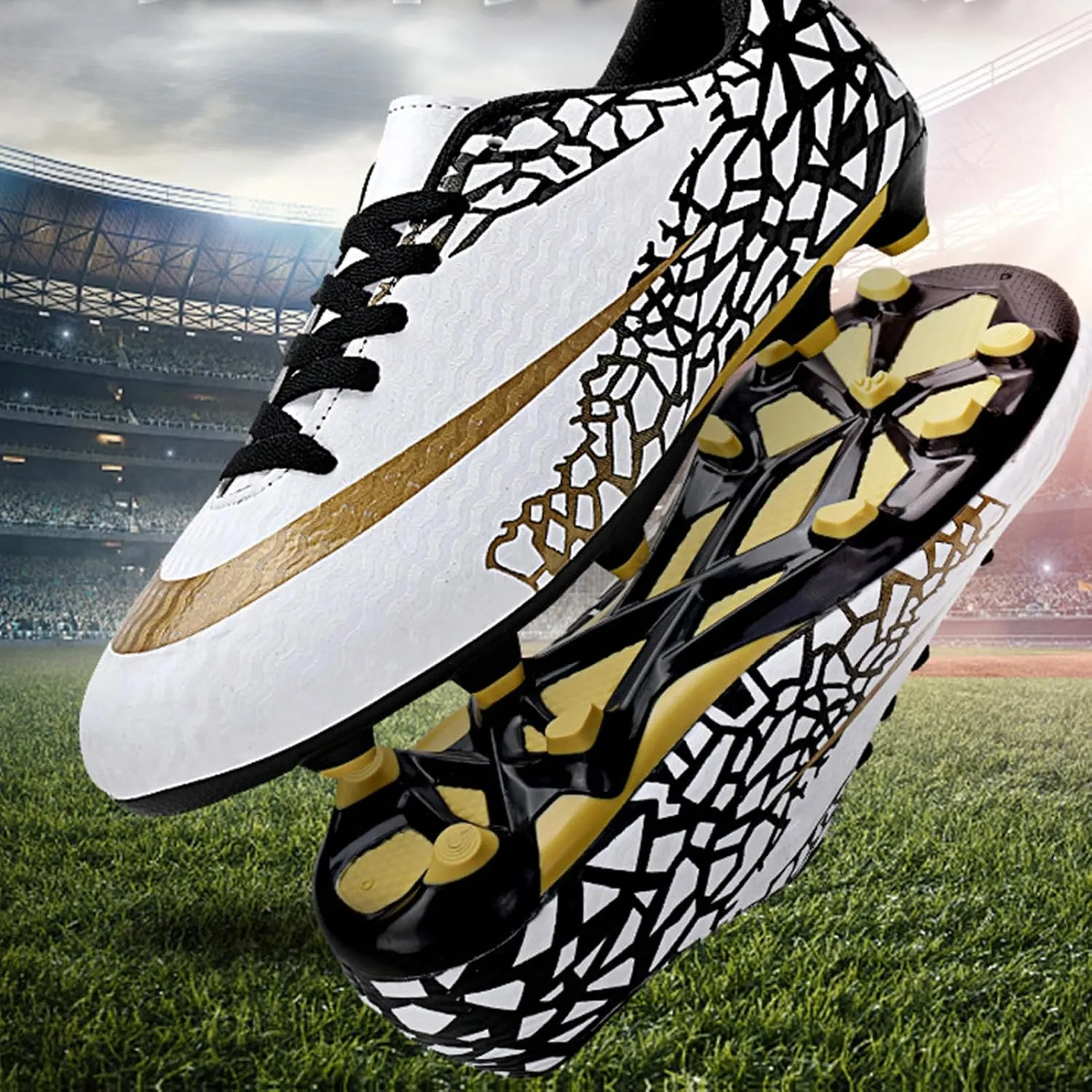 Soccer Shoe, Shoes Soccer Training Sneaker Low Turf Breathable Comfortable Good Grip Men's Football Cleats for Artificial Grass Outdoor Sports
