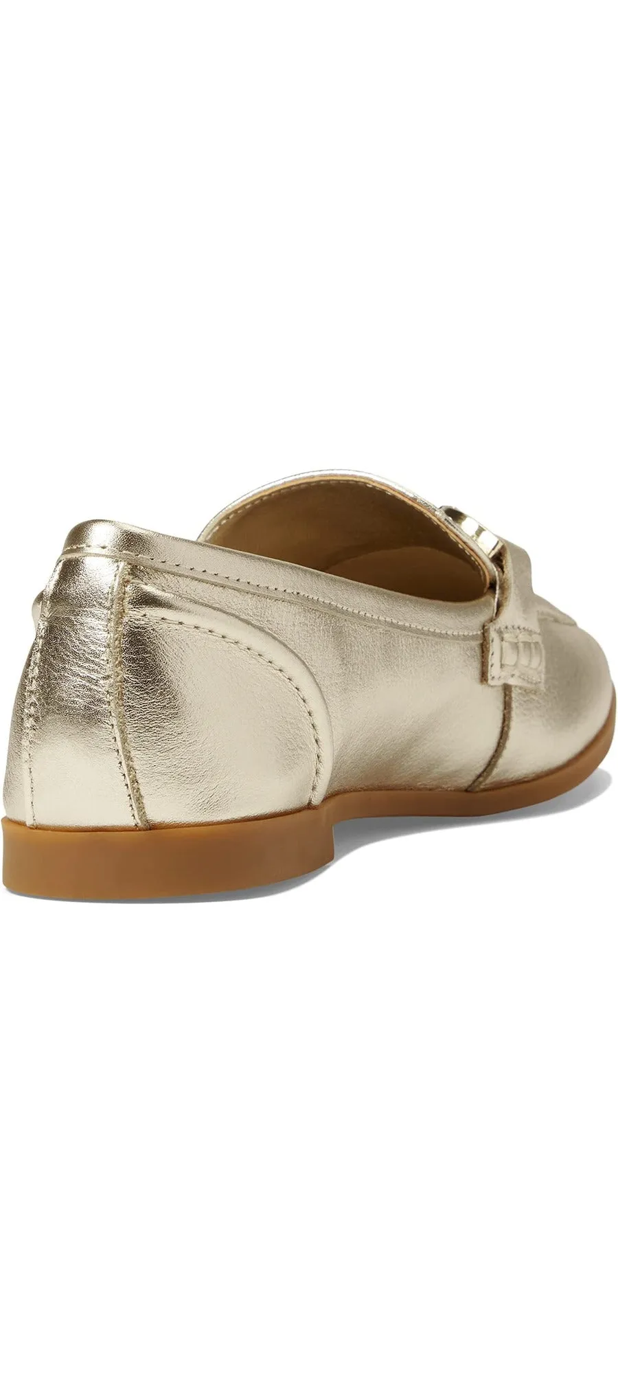 Steve Madden Carrine Gold Leather Slip On Almond Toe Flat Dress Loafers