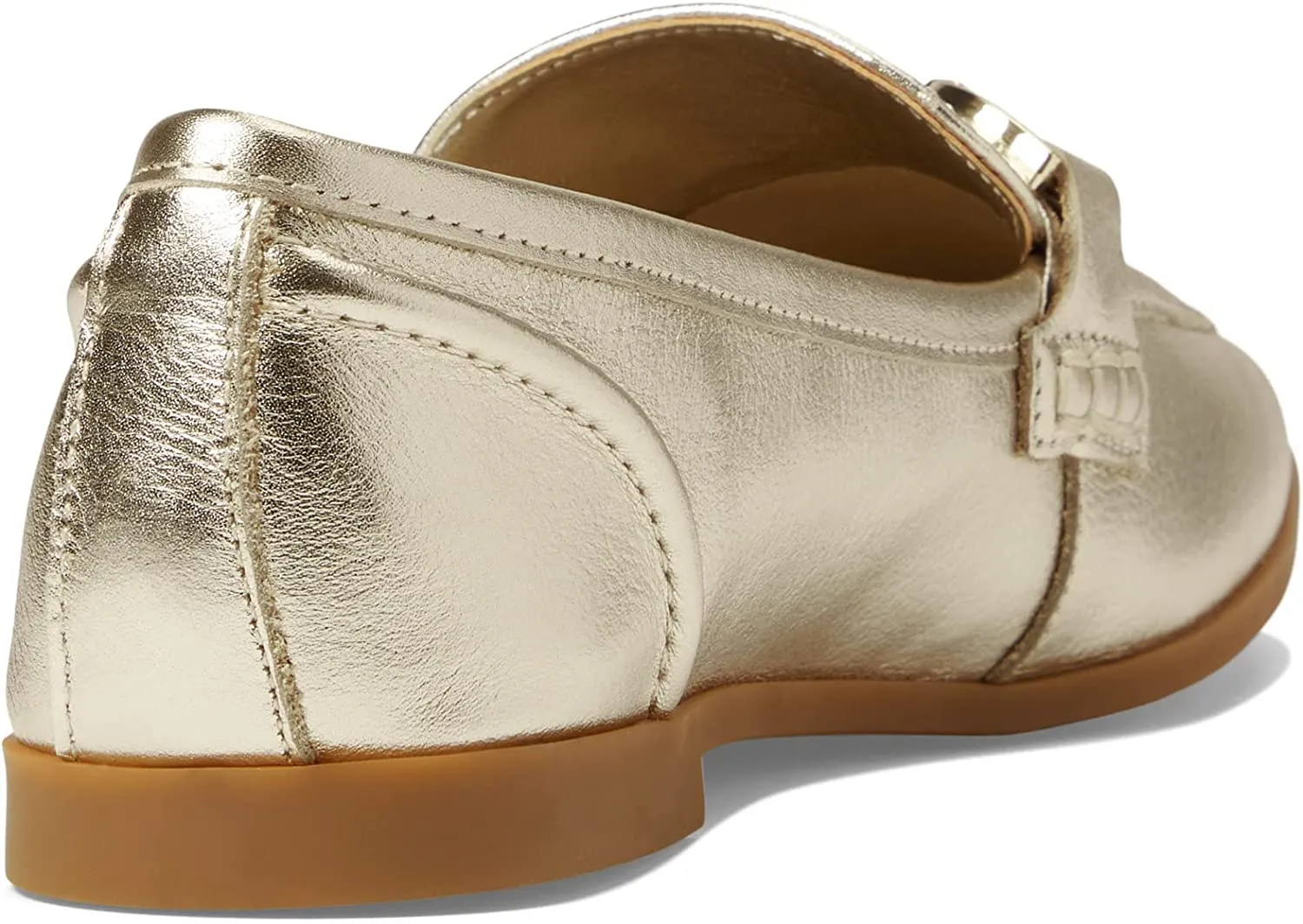 Steve Madden Carrine Gold Leather Slip On Almond Toe Flat Dress Loafers