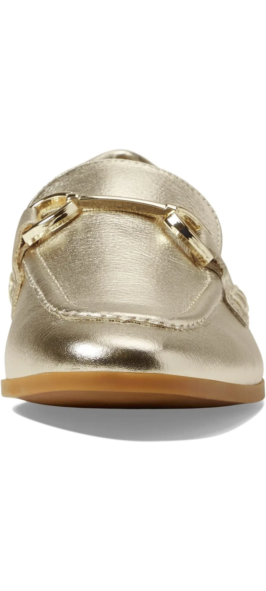 Steve Madden Carrine Gold Leather Slip On Almond Toe Flat Dress Loafers