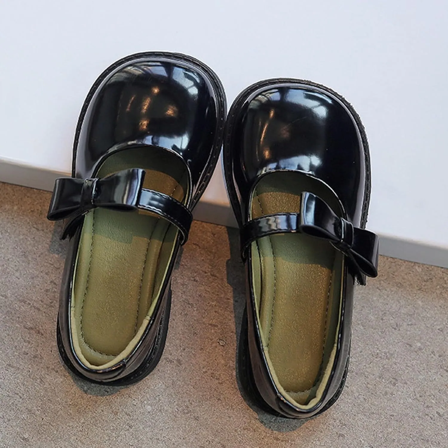 Toddler Little Girls Soft Slip On Loafers Dress Flat Shoes Round Toe Casual Shoes Slip on Toddler Leather Shoes
