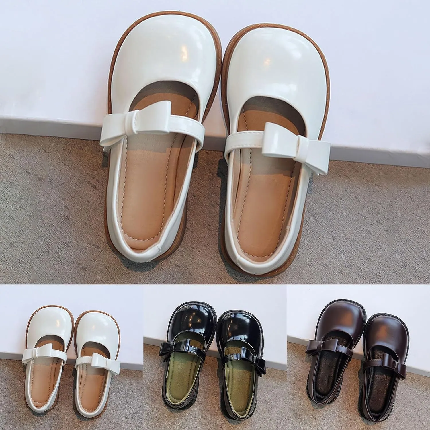 Toddler Little Girls Soft Slip On Loafers Dress Flat Shoes Round Toe Casual Shoes Slip on Toddler Leather Shoes