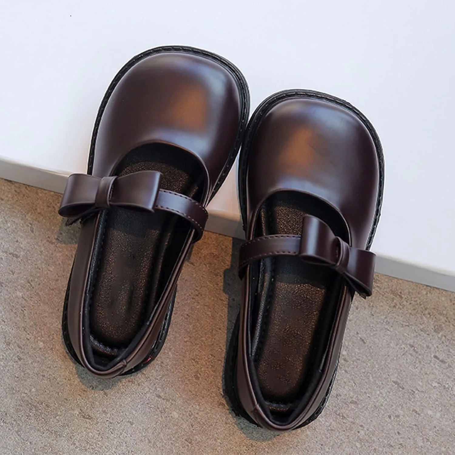 Toddler Little Girls Soft Slip On Loafers Dress Flat Shoes Round Toe Casual Shoes Slip on Toddler Leather Shoes