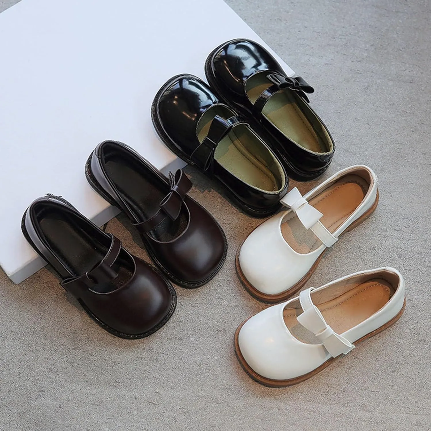 Toddler Little Girls Soft Slip On Loafers Dress Flat Shoes Round Toe Casual Shoes Slip on Toddler Leather Shoes