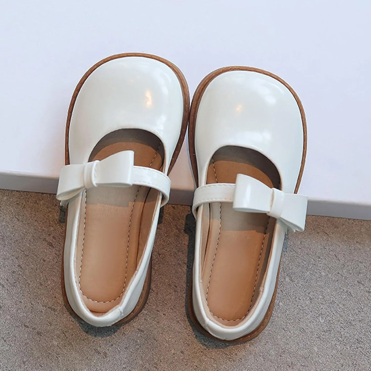 Toddler Little Girls Soft Slip On Loafers Dress Flat Shoes Round Toe Casual Shoes Slip on Toddler Leather Shoes