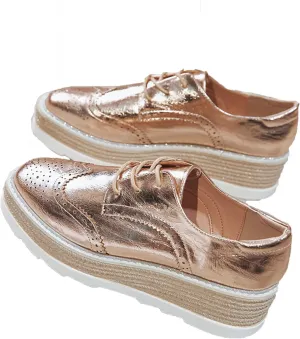 TOSOFT Comfort Oxford Shoes for Women Girls Lace Up Platform Wedge Everyday Work Office Business Formal Dress Shoes Brogues
