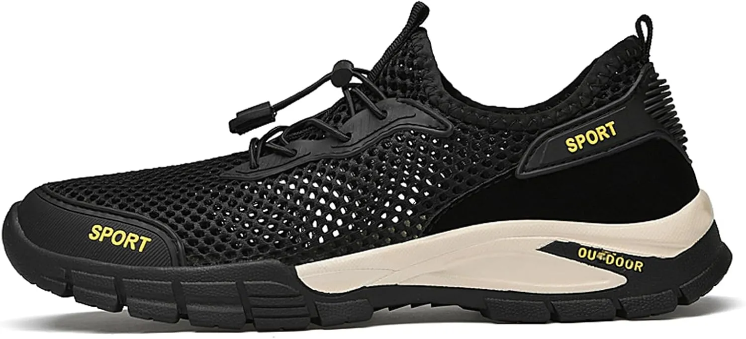 URLECHS Men's Breathable Mesh Quick Dry Water Shoes Lightweight Beach Sneakers Outdoor Casual Hiking Climbing Shoes