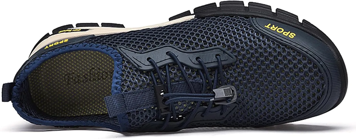 URLECHS Men's Breathable Mesh Quick Dry Water Shoes Lightweight Beach Sneakers Outdoor Casual Hiking Climbing Shoes