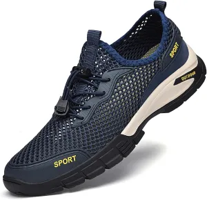 URLECHS Men's Breathable Mesh Quick Dry Water Shoes Lightweight Beach Sneakers Outdoor Casual Hiking Climbing Shoes