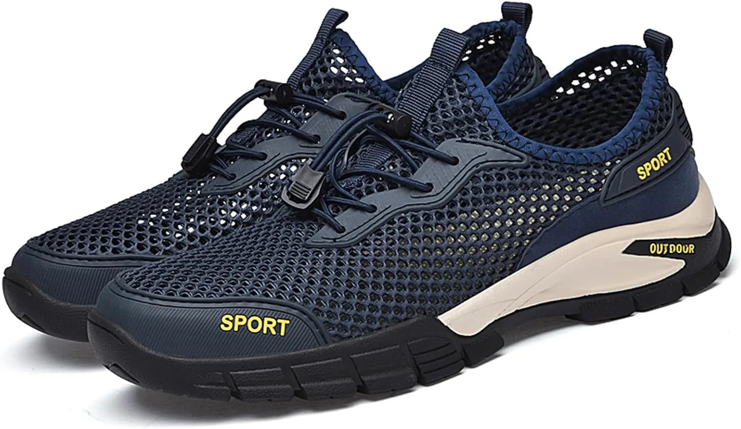 URLECHS Men's Breathable Mesh Quick Dry Water Shoes Lightweight Beach Sneakers Outdoor Casual Hiking Climbing Shoes