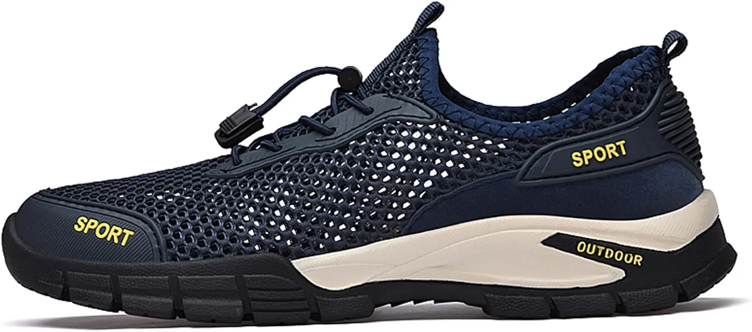 URLECHS Men's Breathable Mesh Quick Dry Water Shoes Lightweight Beach Sneakers Outdoor Casual Hiking Climbing Shoes