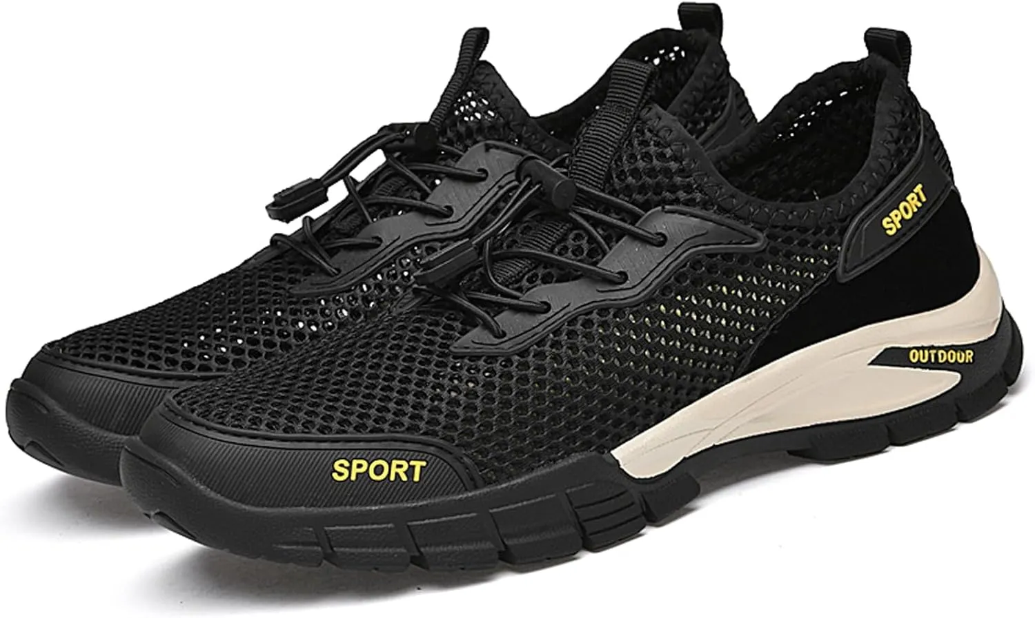 URLECHS Men's Breathable Mesh Quick Dry Water Shoes Lightweight Beach Sneakers Outdoor Casual Hiking Climbing Shoes