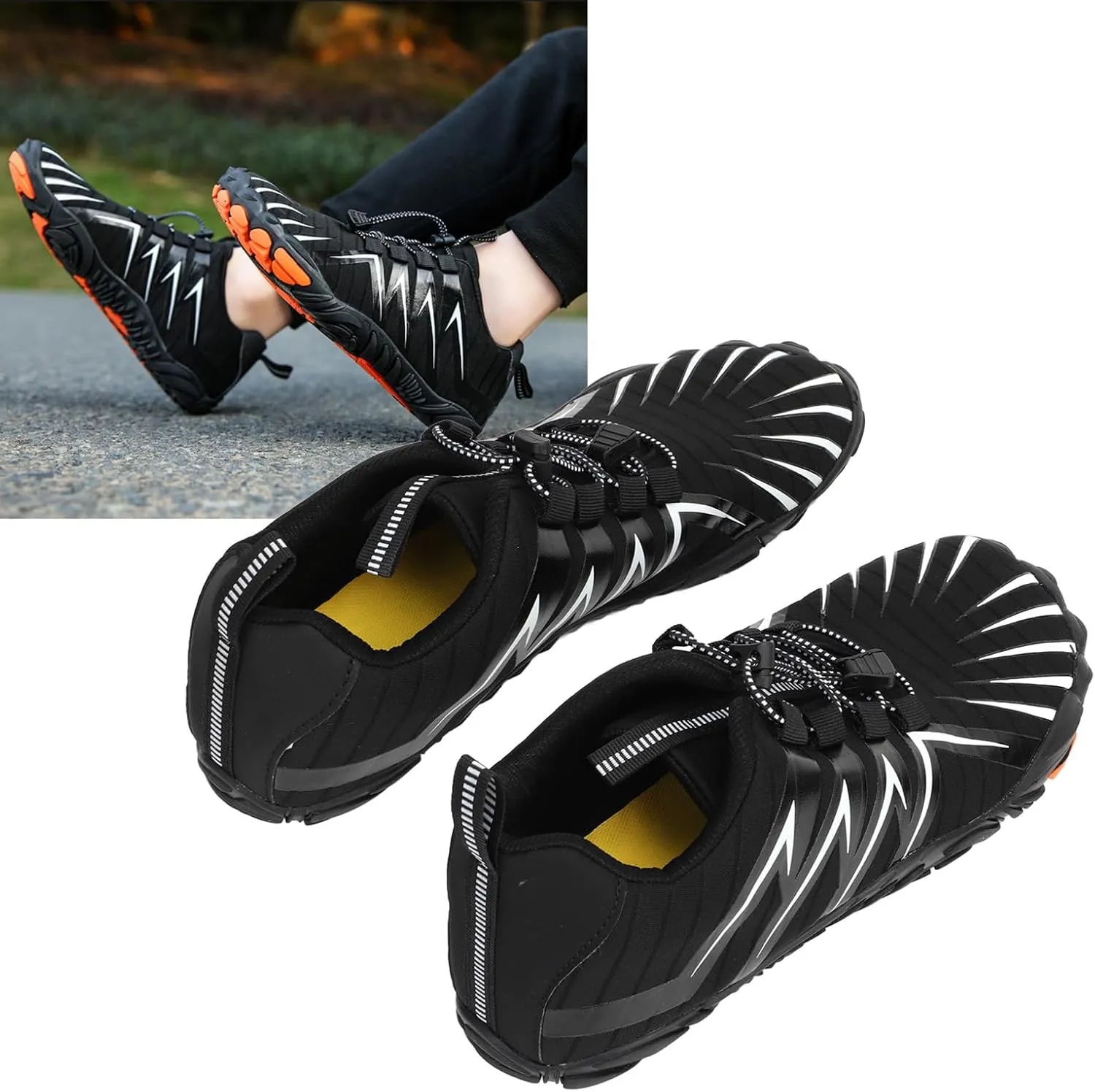 VBESTLIFE 1 Pair Black Men's Outdoor Hiking Shoes Breathable Sports Shoes Hiking Cross Country Climbing Shoes