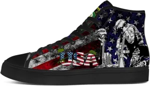 Veteran Shoes for Men Women Patriotic High Top Canvas Sneakers Lace Up Casual Walking Shoes Gifts for Dad Mom