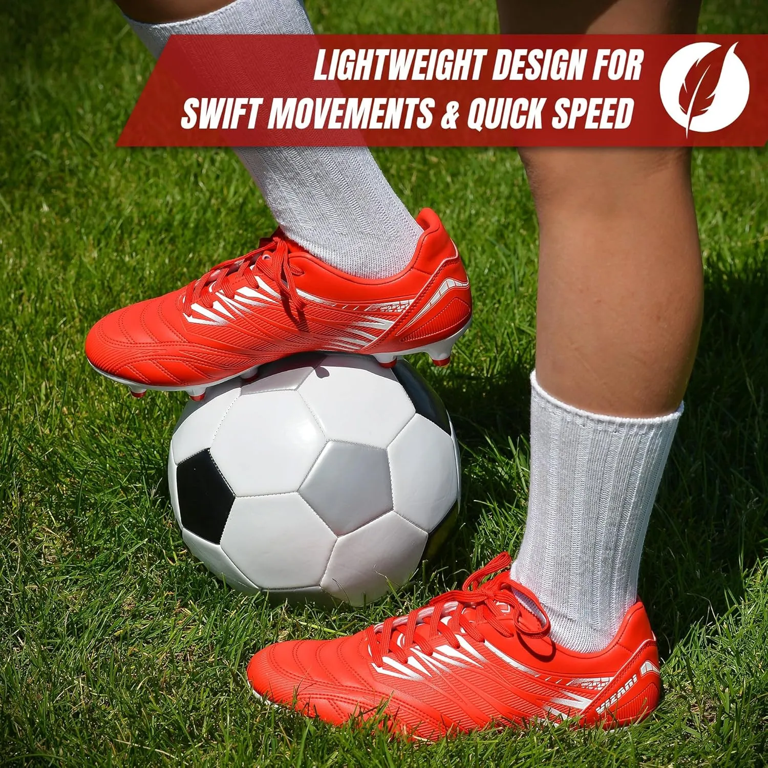 Vizari Valencia Firm Ground Soccer Cleats for Men & Women ?C Adult Football Shoes with Wide Fit, TPU Studs, Comfortable Design, Size 6.5 to 13 (Unisex)