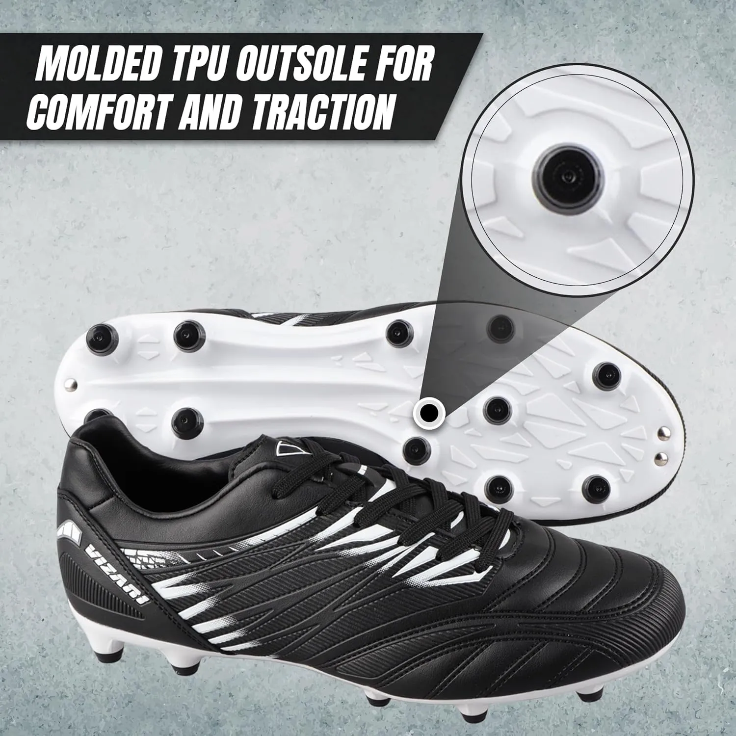 Vizari Valencia Firm Ground Soccer Cleats for Men & Women ?C Adult Football Shoes with Wide Fit, TPU Studs, Comfortable Design, Size 6.5 to 13 (Unisex)