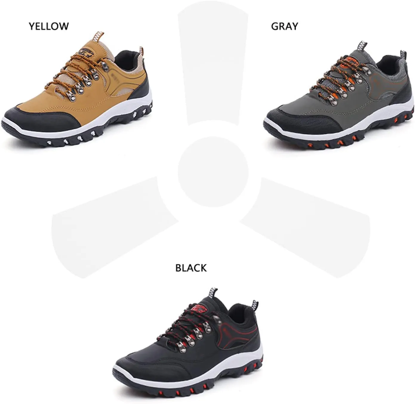 WENOREG Mens Low-Top Non-Slip Gomehut Sneakers,Fashion Good Arch Support Breathable Trekking Trails Sneakers Extended Width Foot and Heel Comfortable Breathable Hiking Walking Shoes
