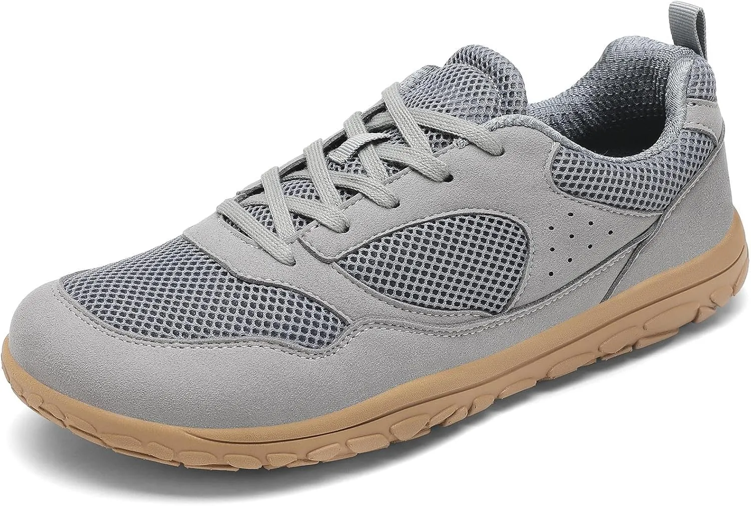Wide Walking Shoes for Men - Ultra Light Zero Drop Mesh Sneakers Grey 6.5