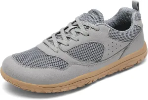 Wide Walking Shoes for Men - Ultra Light Zero Drop Mesh Sneakers Grey 6.5
