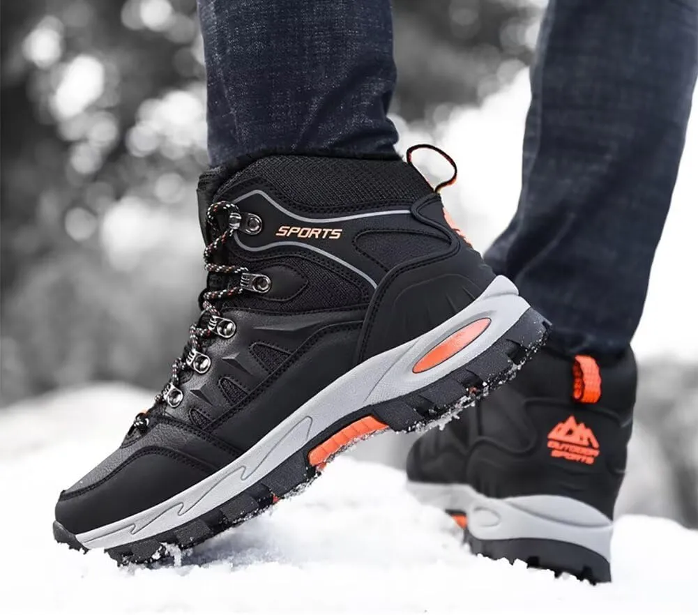 Women Men's Waterproof Hiking Shoes Lightweight Anti Slip Outdoor Adventure Ankle Boots Breathable Leather Hike Trekking Trails Shoe Couple Casual Walking Shoes Mid-Top Sneaker