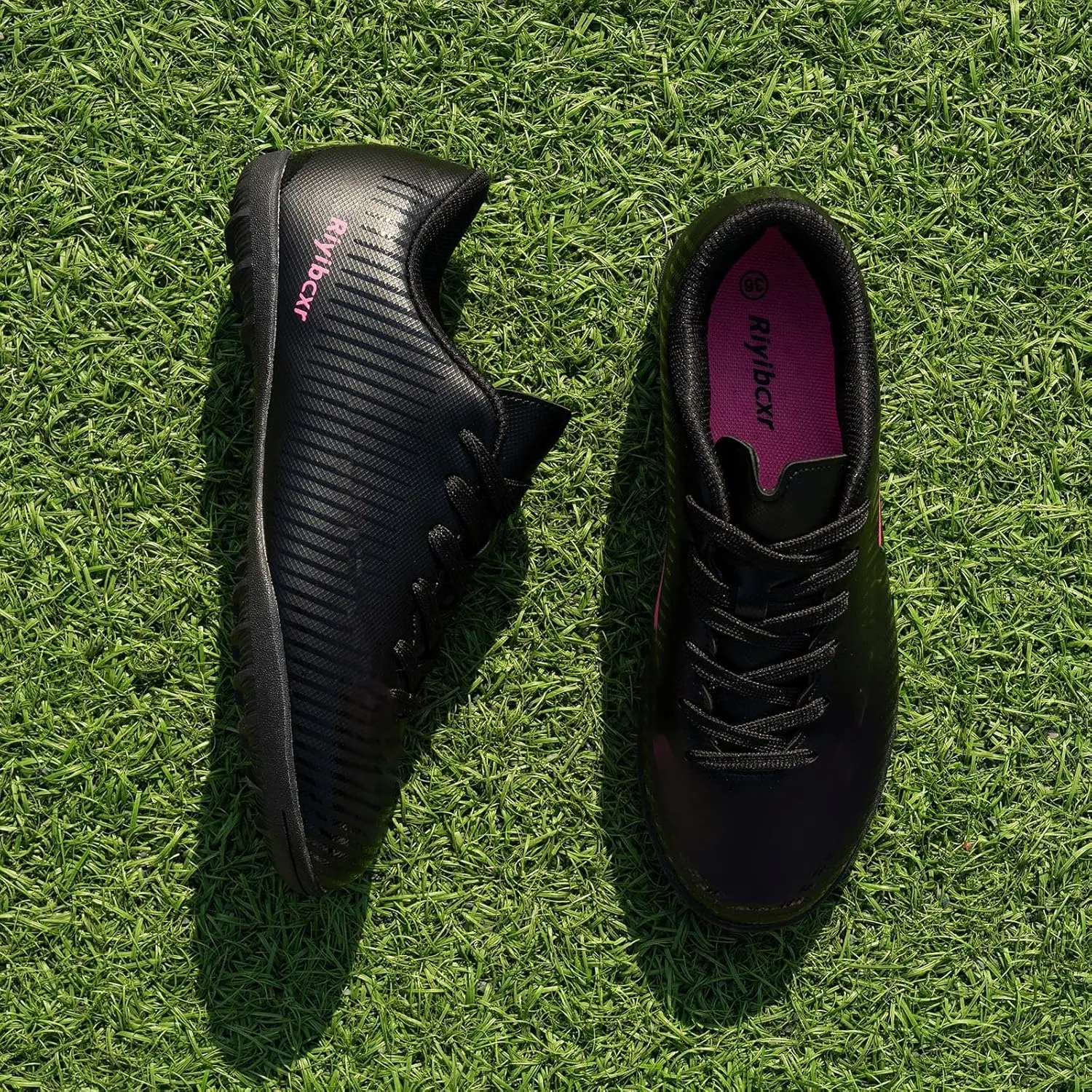 Women Soccer Cleats Lace-Up Turf Football Shoes Indoor Outdoor Low-Top Fustal Soccer Training